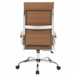 LeisureMod Benmar High-Back Mid-Century Modern Leather Office Chair in Brown