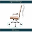 LeisureMod Benmar High-Back Mid-Century Modern Leather Office Chair in Brown