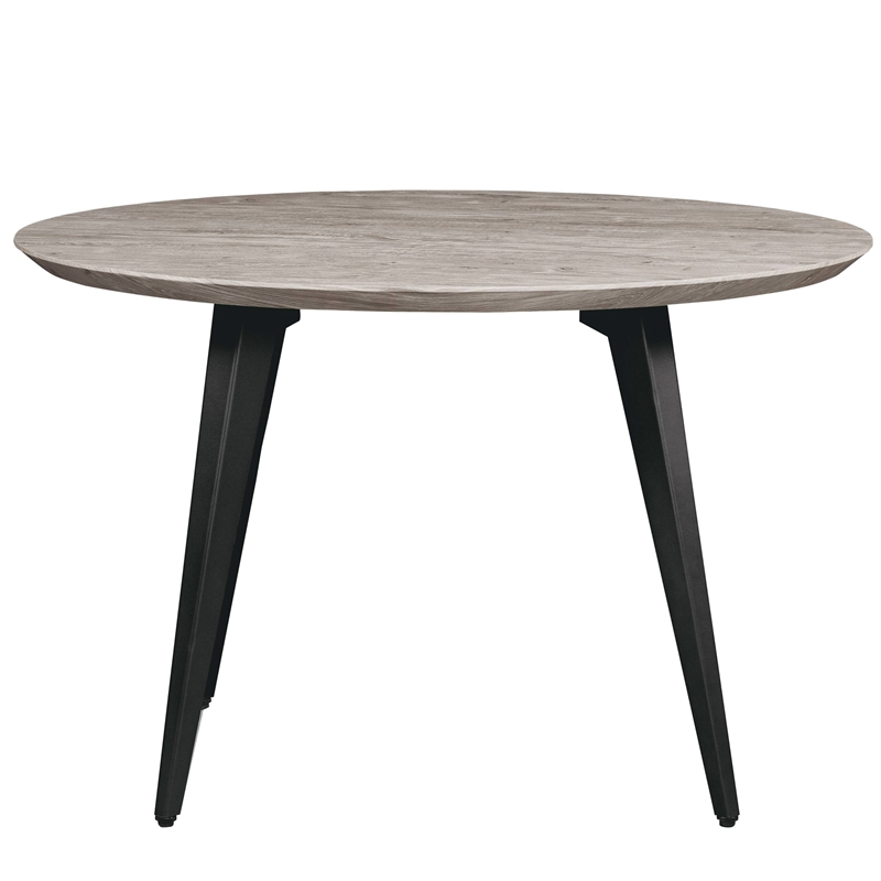 LeisureMod Ravenna Round Sunbleached Grey Wood 47