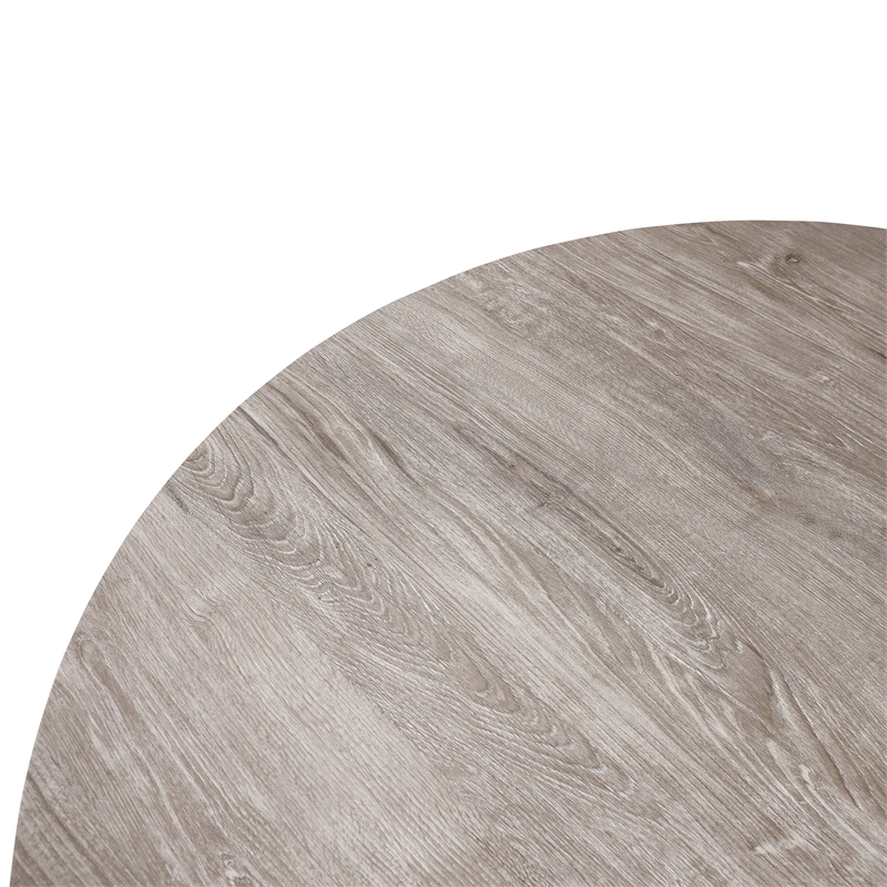LeisureMod Ravenna Round Sunbleached Grey Wood 47