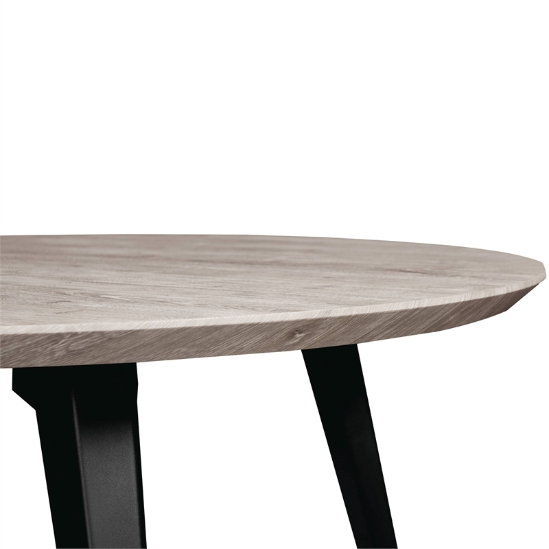 LeisureMod Ravenna Round Sunbleached Grey Wood 47