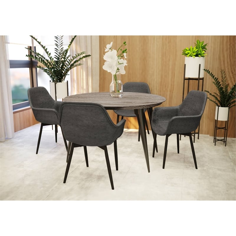 LeisureMod Ravenna Round Weathered Oak Wood 47