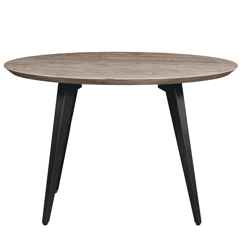 LeisureMod Ravenna Round Weathered Oak Wood 47