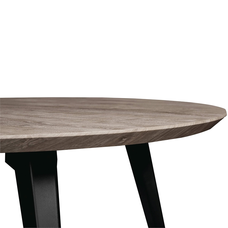 LeisureMod Ravenna Round Weathered Oak Wood 47