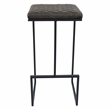 LeisureMod Quincy Quilted Stitched Leather Bar Stools in Gray