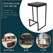 LeisureMod Quincy Quilted Stitched Leather Bar Stools in Gray