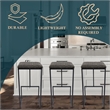 LeisureMod Quincy Quilted Stitched Leather Bar Stools in Gray