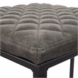 LeisureMod Quincy Quilted Stitched Leather Bar Stools in Gray