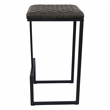 LeisureMod Quincy Quilted Stitched Leather Bar Stools in Gray