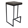 LeisureMod Quincy Quilted Stitched Leather Bar Stools in Gray