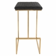 LeisureMod Quincy Stitched Leather Gold Metal Bar Stools in Charcoal Black
