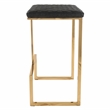 LeisureMod Quincy Stitched Leather Gold Metal Bar Stools in Charcoal Black