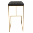 LeisureMod Quincy Stitched Leather Gold Metal Bar Stools in Charcoal Black