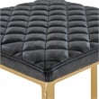 LeisureMod Quincy Stitched Leather Gold Metal Bar Stools in Charcoal Black
