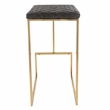 LeisureMod Quincy Stitched Leather Gold Metal Bar Stools in Gray
