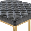 LeisureMod Quincy Stitched Leather Gold Metal Bar Stools in Gray