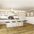LeisureMod Quincy Stitched Leather Gold Metal Bar Stools in Gray