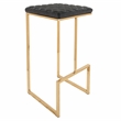 LeisureMod Quincy Stitched Leather Gold Metal Bar Stools set 2 in Charcoal Black
