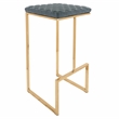 LeisureMod Quincy Stitched Leather Gold Metal Bar Stools set 2 in Peacock Blue