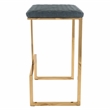 LeisureMod Quincy Stitched Leather Gold Metal Bar Stools set 2 in Peacock Blue
