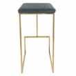 LeisureMod Quincy Stitched Leather Gold Metal Bar Stools set 2 in Peacock Blue