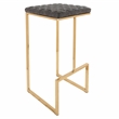 LeisureMod Quincy Stitched Leather Gold Metal Bar Stools set 2 in Gray