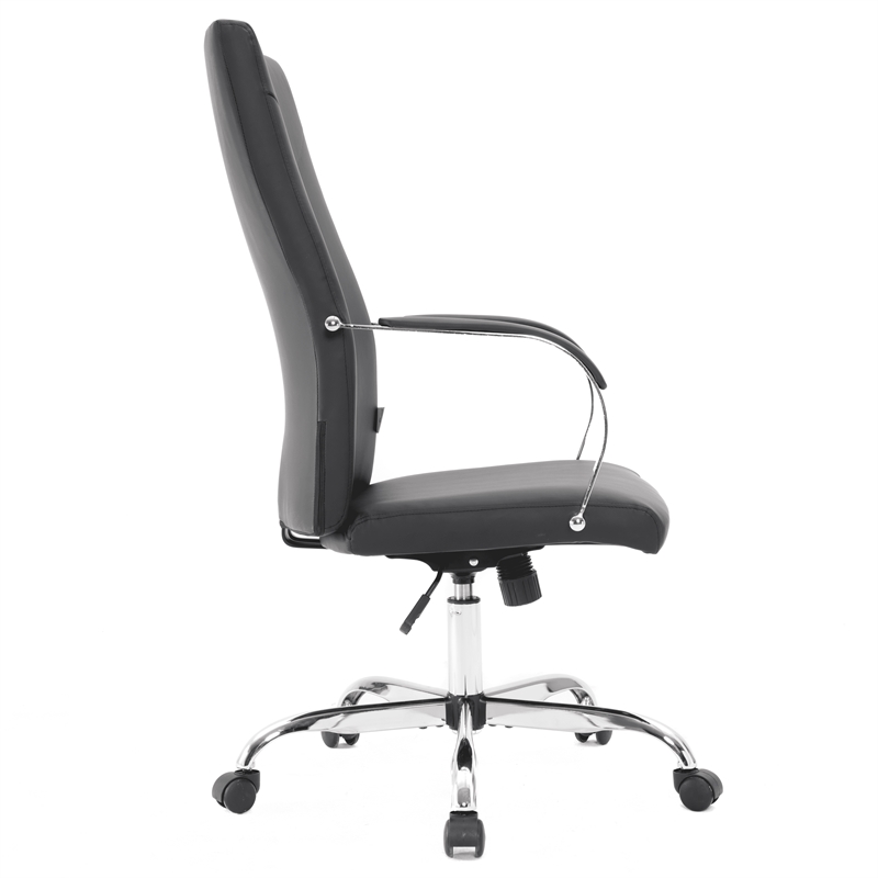 LeisureMod Sonora Modern High-Back Leather Conference Office Chair in Black