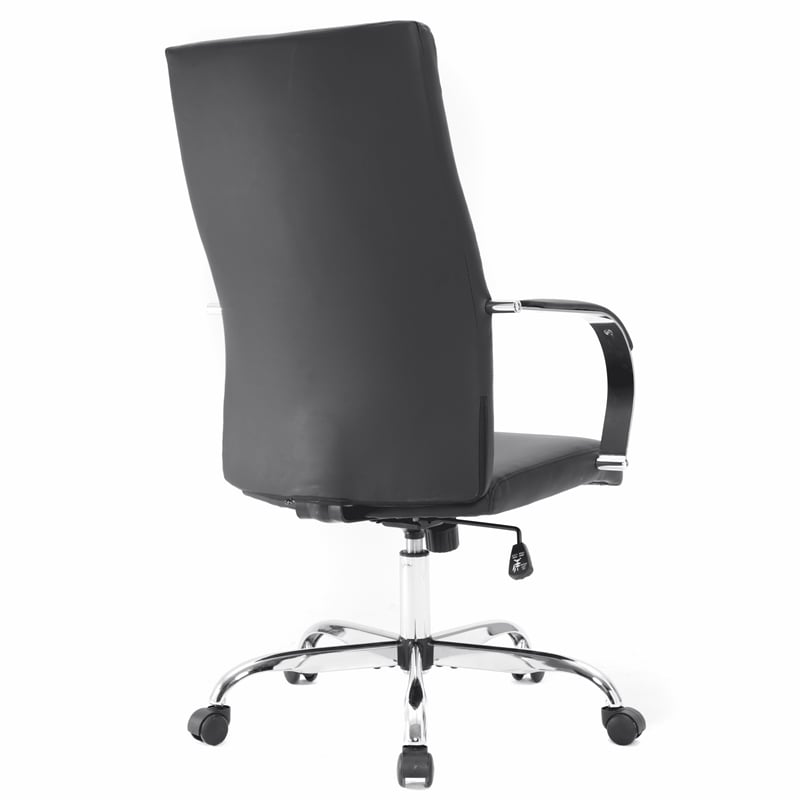 LeisureMod Sonora Modern High-Back Leather Conference Office Chair in Black