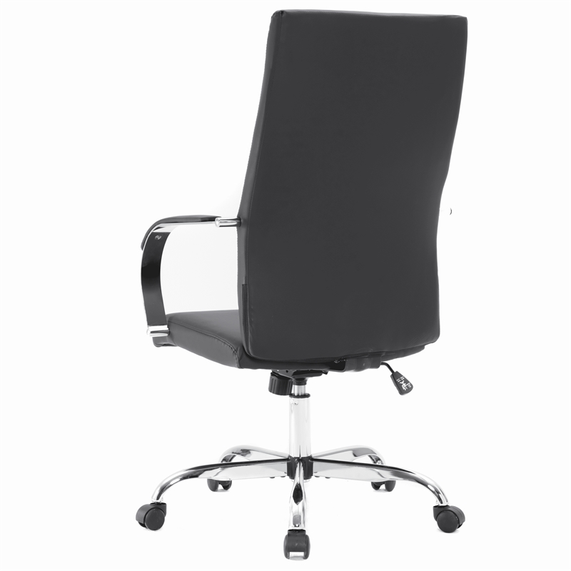 LeisureMod Sonora Modern High-Back Leather Conference Office Chair in Black