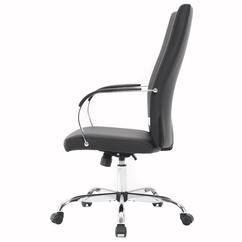 LeisureMod Sonora Modern High-Back Leather Conference Office Chair in Black