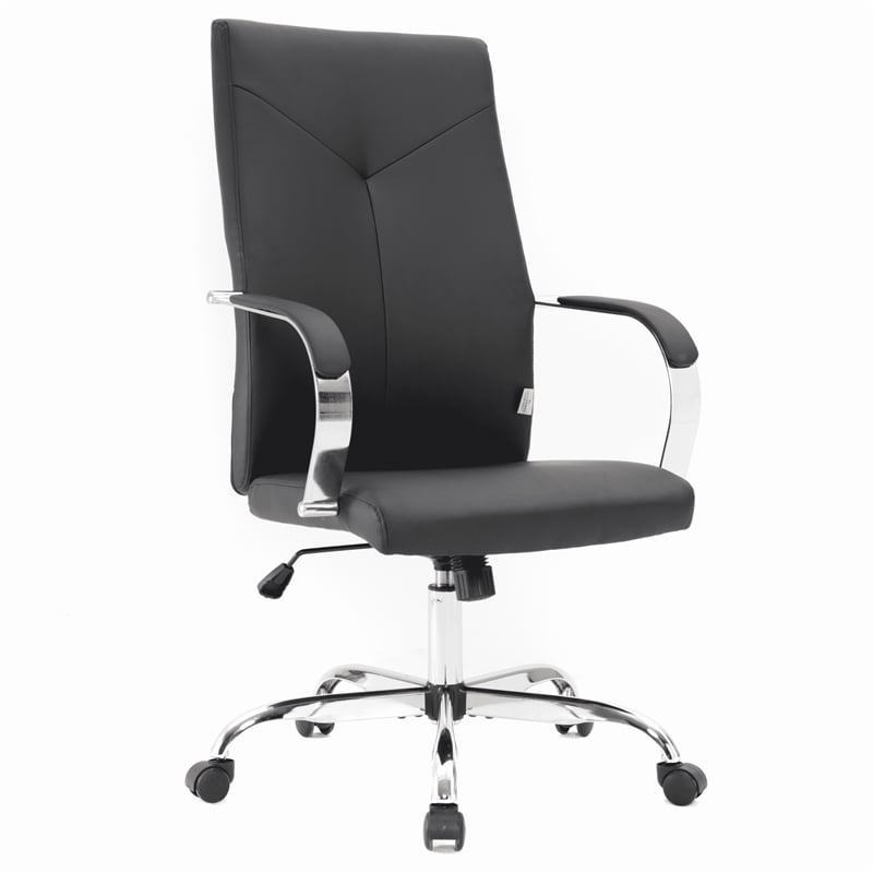 LeisureMod Sonora Modern High-Back Leather Conference Office Chair in Black