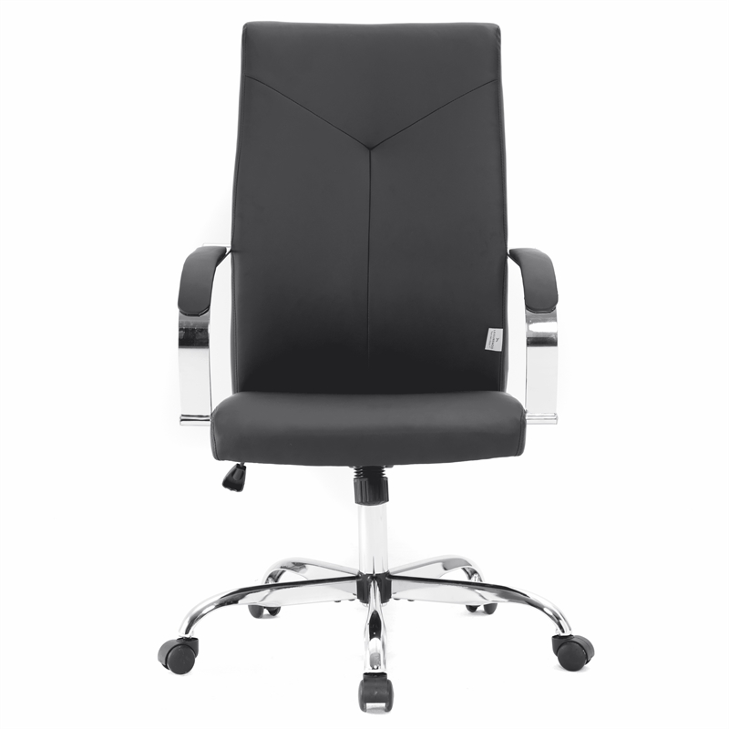 LeisureMod Sonora Modern High-Back Leather Conference Office Chair in Black