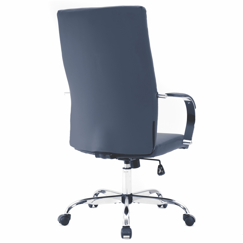 LeisureMod Sonora Modern High-Back Leather Conference Office Chair in Navy Blue