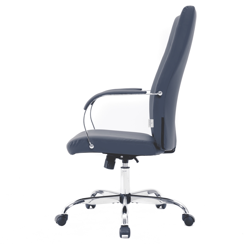 LeisureMod Sonora Modern High-Back Leather Conference Office Chair in Navy Blue