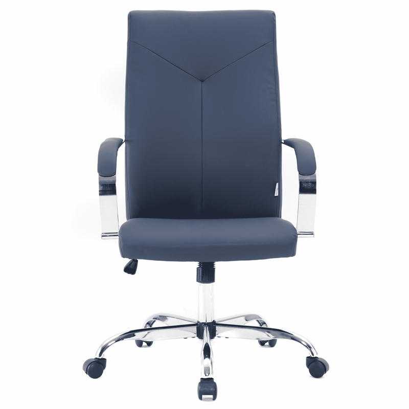 LeisureMod Sonora Modern High-Back Leather Conference Office Chair in Navy Blue