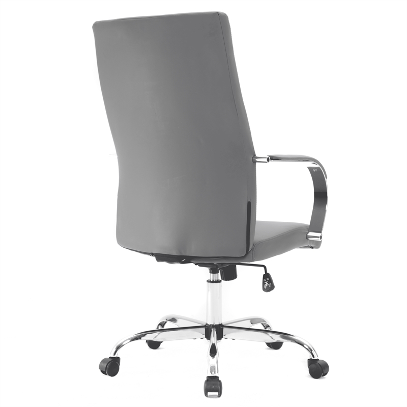 LeisureMod Sonora Modern High-Back Leather Conference Office Chair in Gray