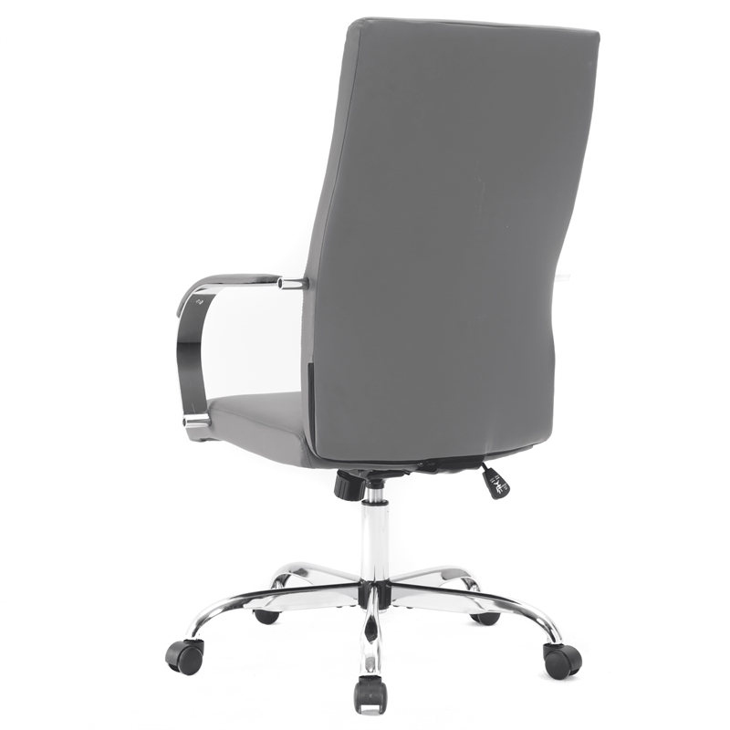 LeisureMod Sonora Modern High-Back Leather Conference Office Chair in Gray