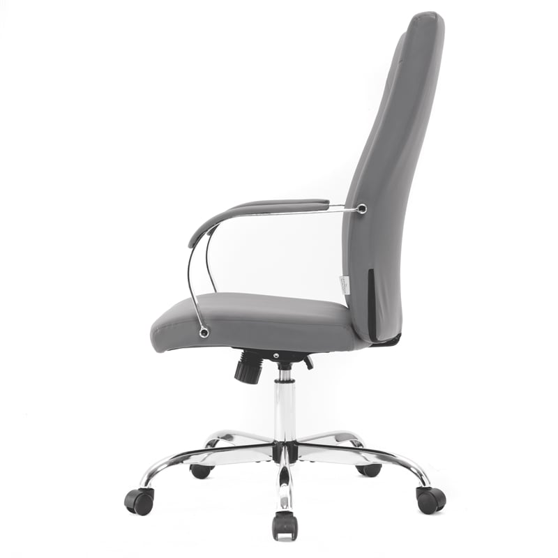 LeisureMod Sonora Modern High-Back Leather Conference Office Chair in Gray