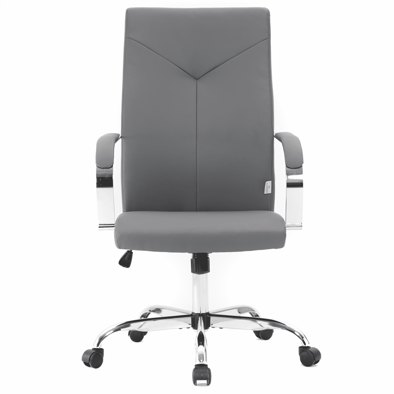 LeisureMod Sonora Modern High-Back Leather Conference Office Chair in Gray