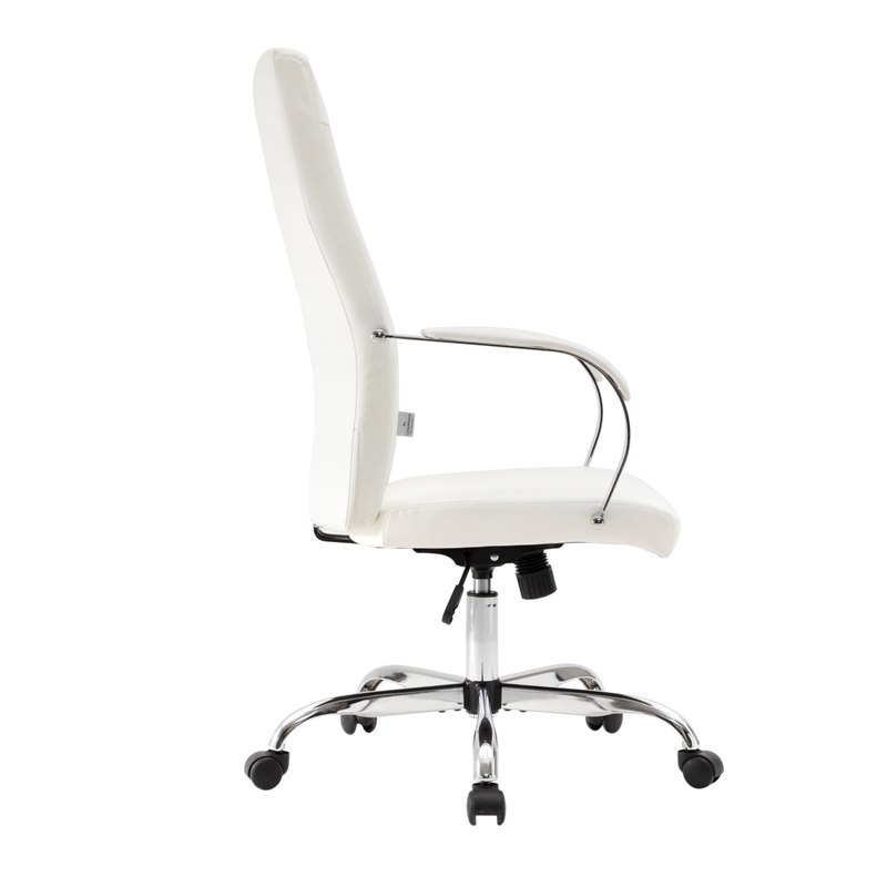 LeisureMod Sonora Modern High-Back Leather Conference Office Chair in White