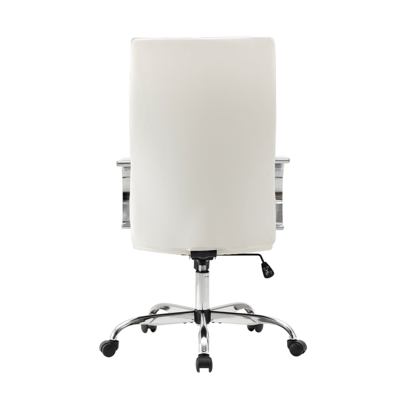 LeisureMod Sonora Modern High-Back Leather Conference Office Chair in White