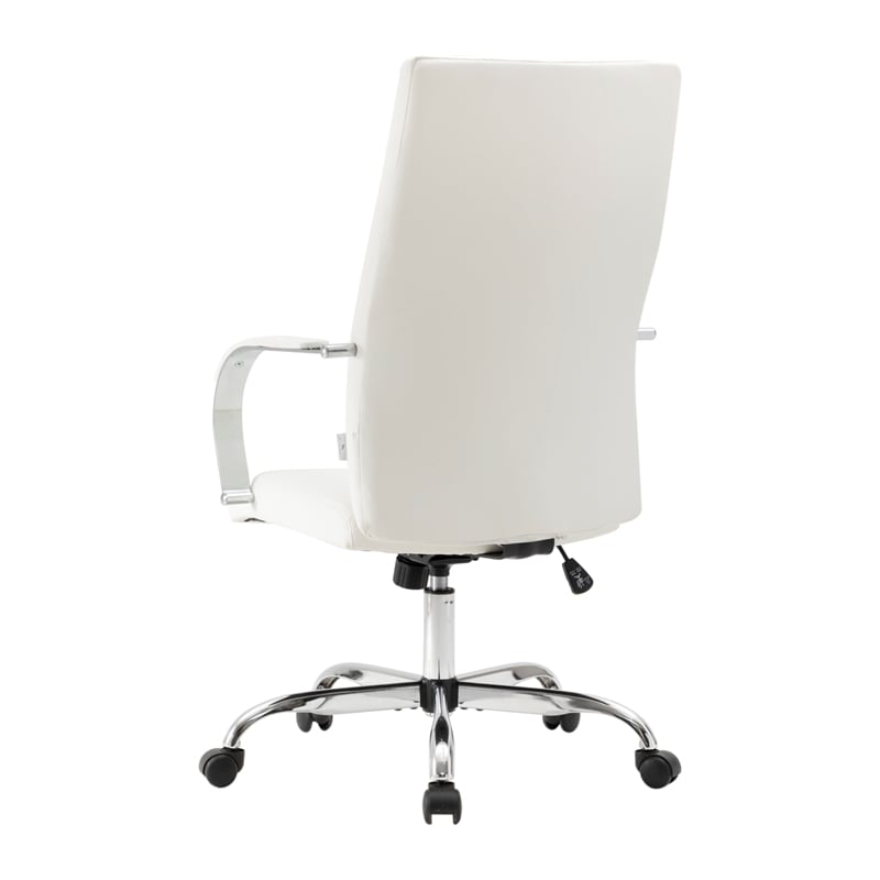 LeisureMod Sonora Modern High-Back Leather Conference Office Chair in White