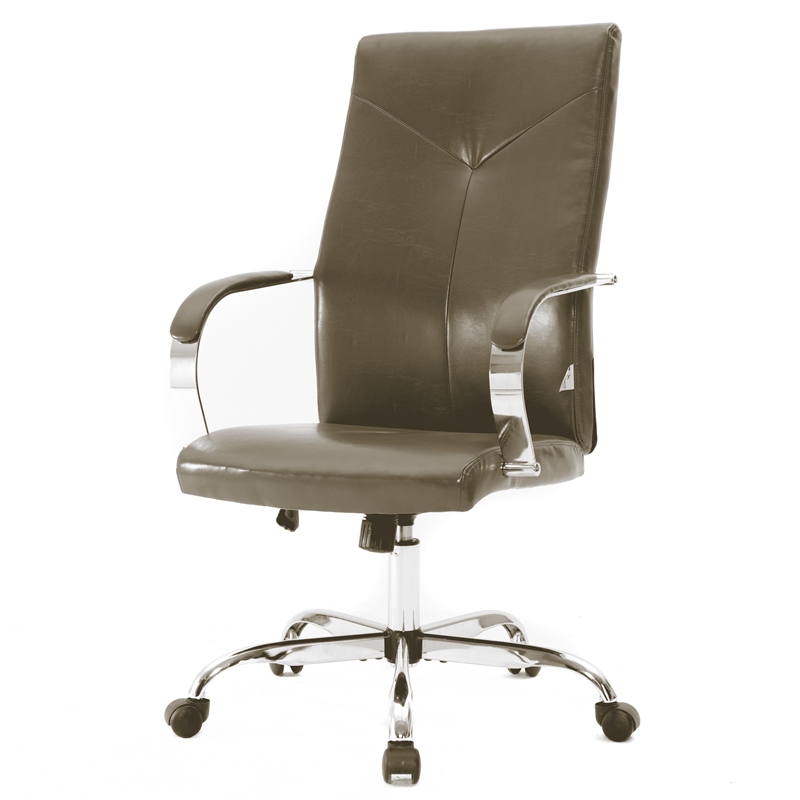 LeisureMod Sonora Modern High-Back Leather Conference Office Chair Olive Green