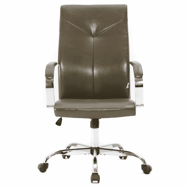 LeisureMod Sonora Modern High-Back Leather Conference Office Chair Olive Green