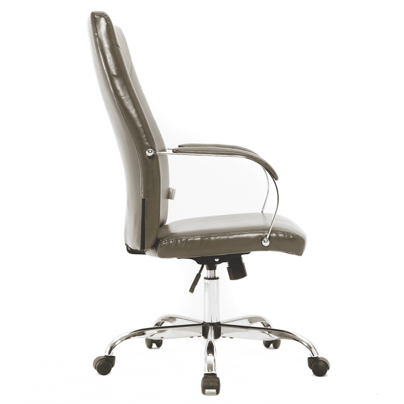 LeisureMod Sonora Modern High-Back Leather Conference Office Chair Olive Green