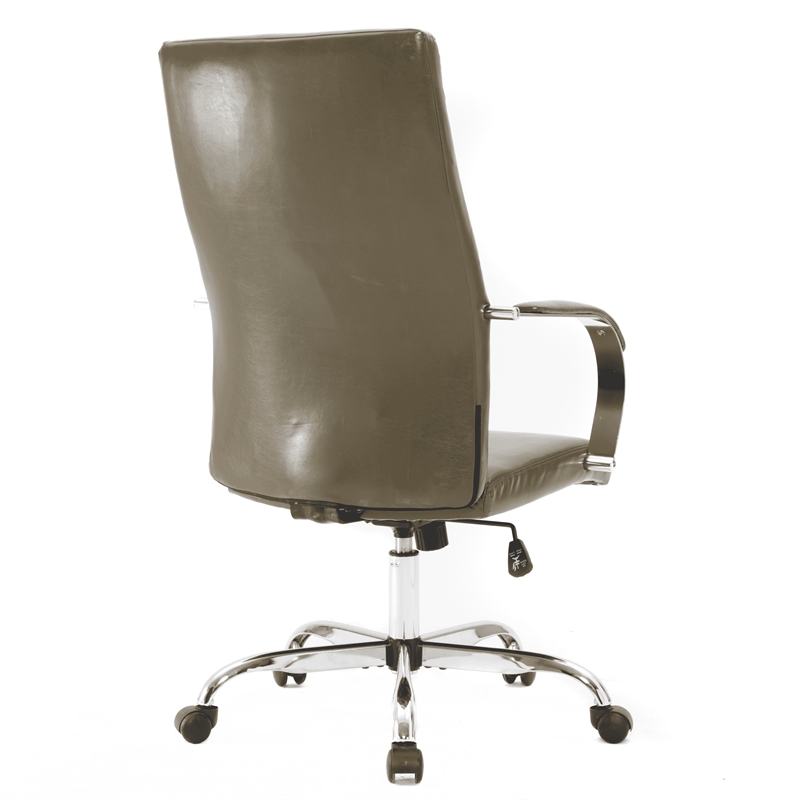 LeisureMod Sonora Modern High-Back Leather Conference Office Chair Olive Green