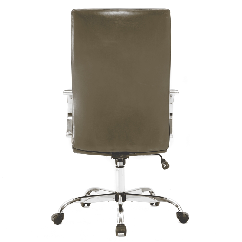 LeisureMod Sonora Modern High-Back Leather Conference Office Chair Olive Green