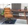 LeisureMod Regina Modern Padded Leather Executive Office Chair in Saddle Brown