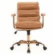 LeisureMod Regina Modern Padded Leather Executive Office Chair in Saddle Brown