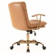 LeisureMod Regina Modern Padded Leather Executive Office Chair in Saddle Brown